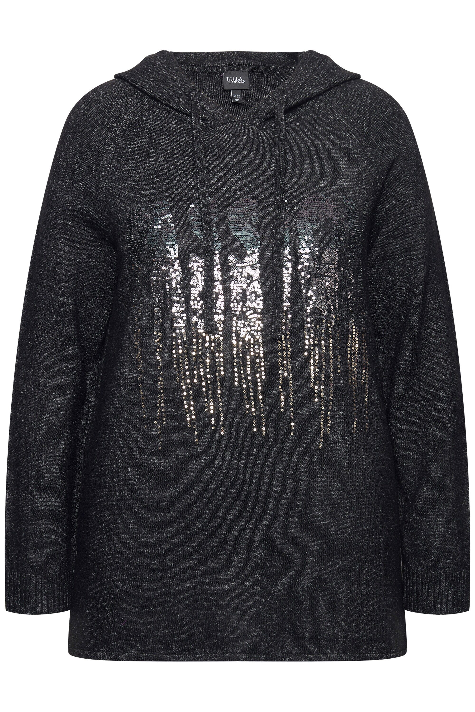 Ulla Popken Wollpullover Strick-Hoodie A-Linie Pailletten günstig online kaufen