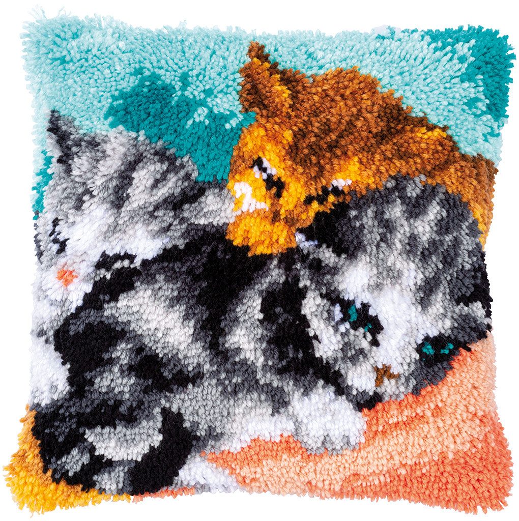 Vervaco Kreativset Vervaco PN-0186000 Knüpfkissen 3 Kätzchen, (Set, Vervaco embroidery Kit), Made in Europe