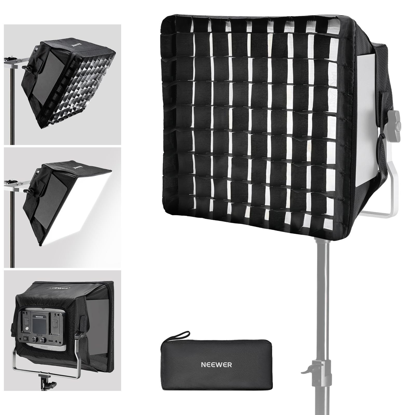 Neewer Softbox NS4S Softbox Diffusor für NL660 RGB660 PRO II LED Video Lichtpaneel, mit Gitter Tasche Verdunkelungshaube, für Aufnahmen Studio
