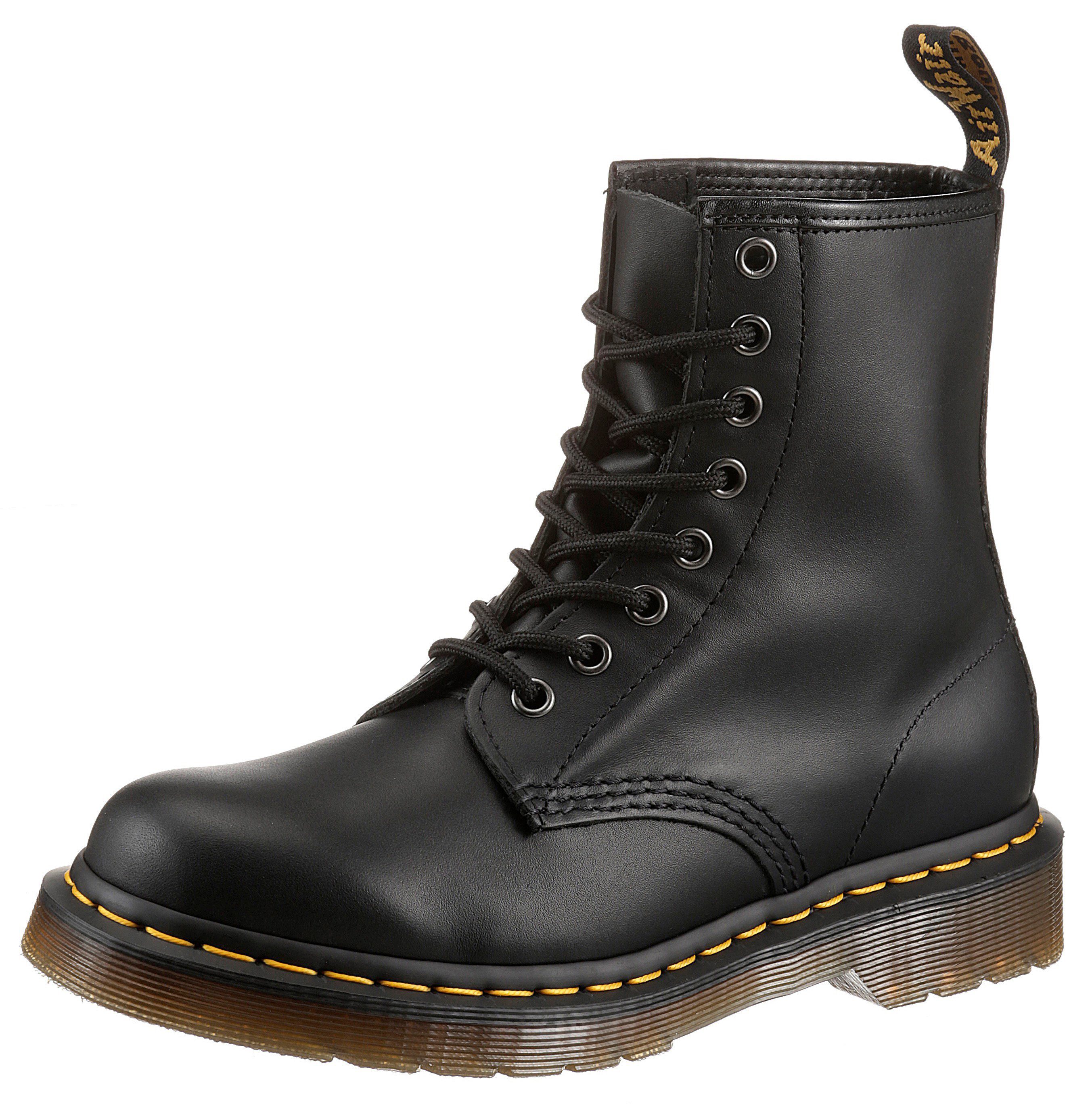 DR. MARTENS 1460 8 Eye Boot Чоботи на шнурівці, Festival, Blockabsatz, Schnürboots mit gelber Rahmennaht