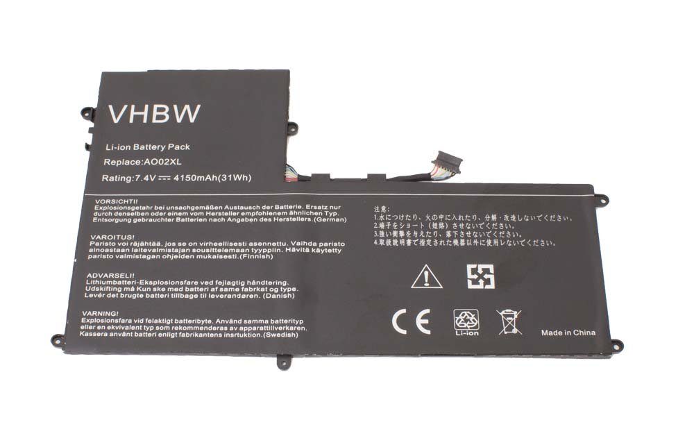 vhbw Ersatz für HP AO02XL, 728558-005 für Tablet-Akku Li-Polymer 4150 mAh (7,4 V)