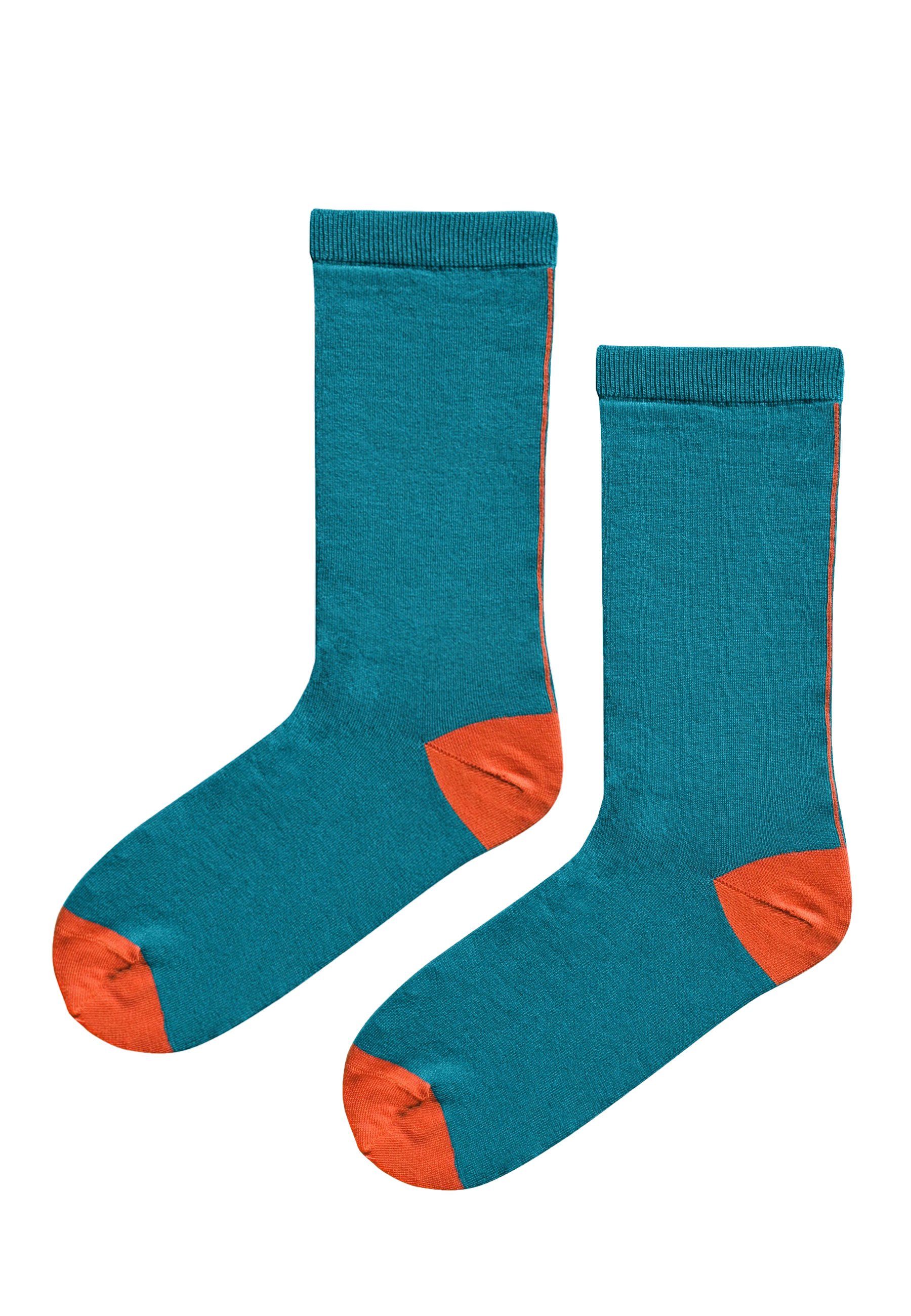 Elkline Socken Schönefüsschen Socken coral blue - Schönefüsschen zweifarbig mandarin