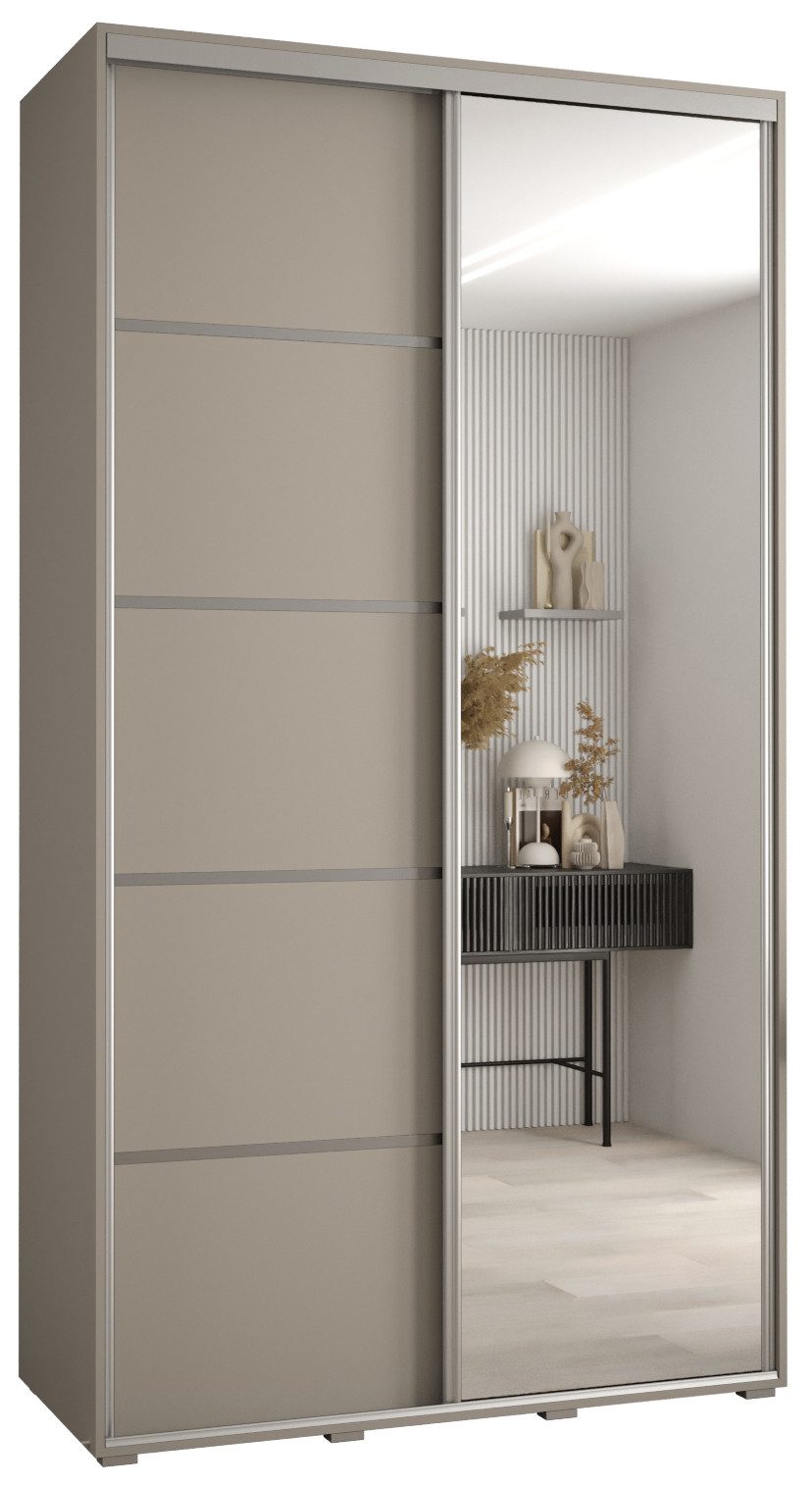 ABIKS MÖBEL Schwebetürenschrank Dakota 5 Schlafzimmerschrank mit Spiegel, Kleiderstange und Regalen