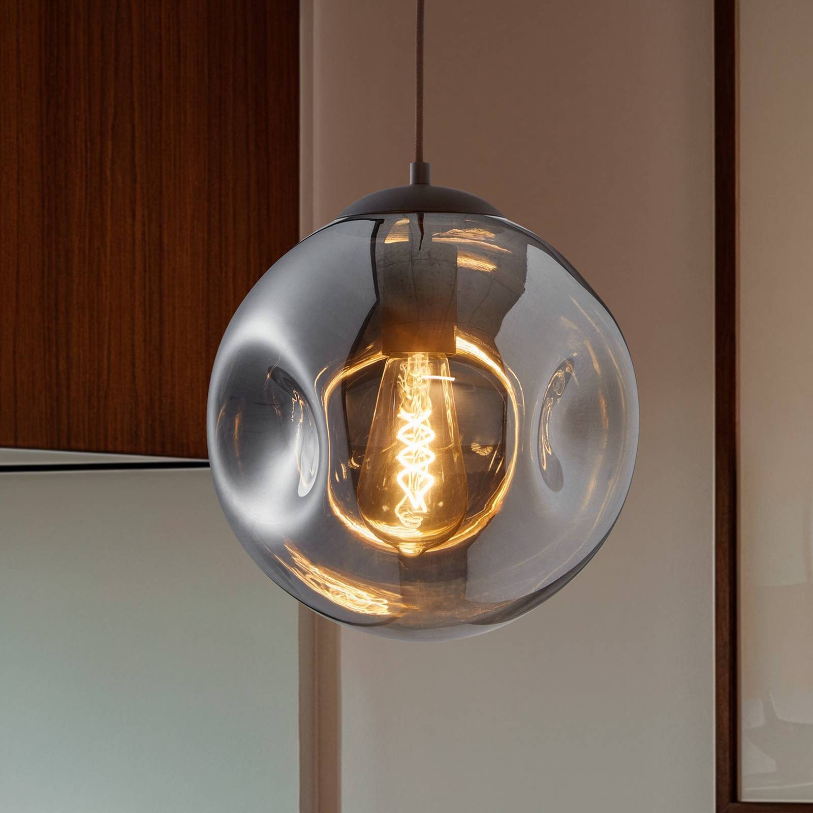 Lindby Hängeleuchte Valentina, Glas Alu IP20, 1 x 15 W LED