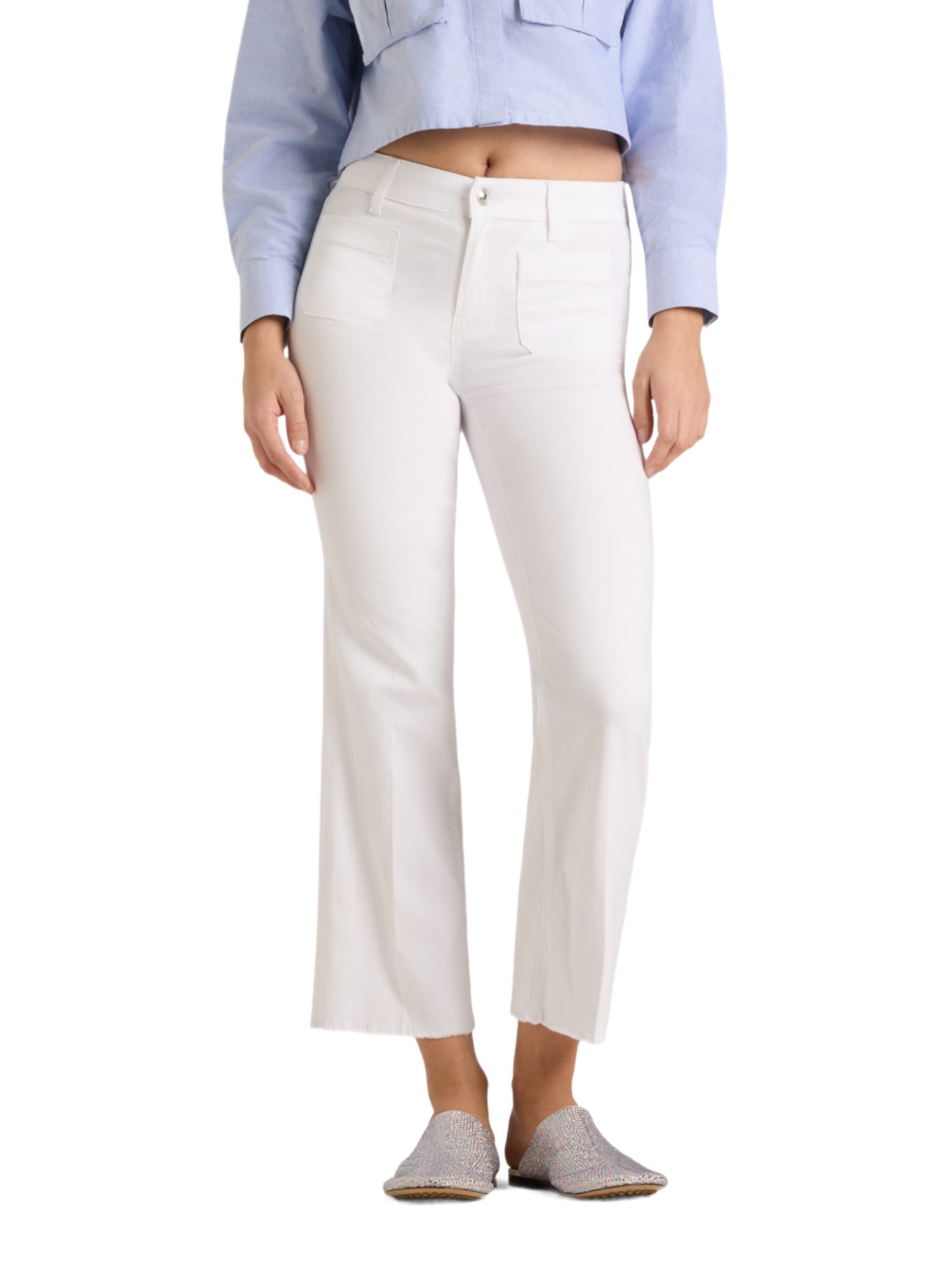 Cambio Stretch-Hose weiß, Casual, Baumwolle, Unifarben, Regular Fit, Mittel
