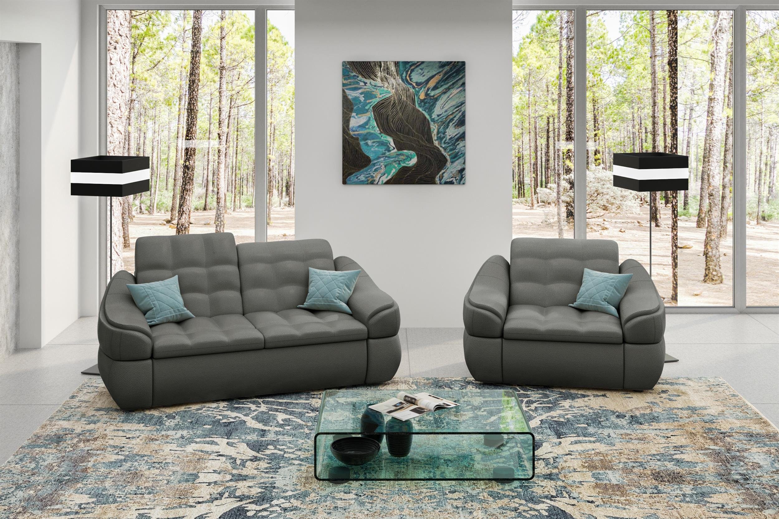 Stylefy Polstergarnitur Alisa, (Set (2-tlg), bestehend aus 2-Sitzer Sofa und Sessel, Modern Design