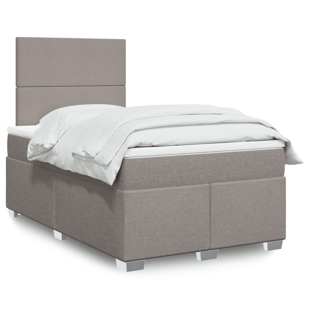 vidaXL Bett Boxspringbett mit Matratze Taupe 120x200 cm Stoff