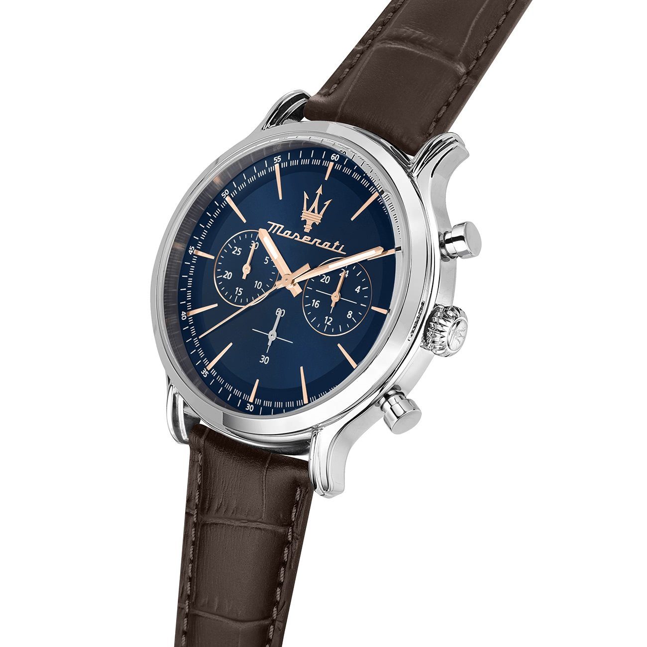 MASERATI Chronograph Maserati Herren Uhr Chronograph, (Chronograph), Herrenuhr rund, groß (ca. 42mm) Lederarmband, Made-In Italy