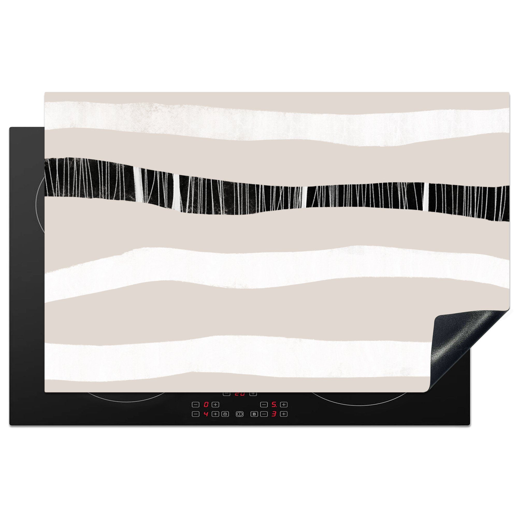 MuchoWow Herdblende-/Abdeckplatte Linie - Pastell - Minimalismus - Muster, Vinyl, (1 tlg), 81x52 cm, Induktionskochfeld Schutz für die küche, Ceranfeldabdeckung