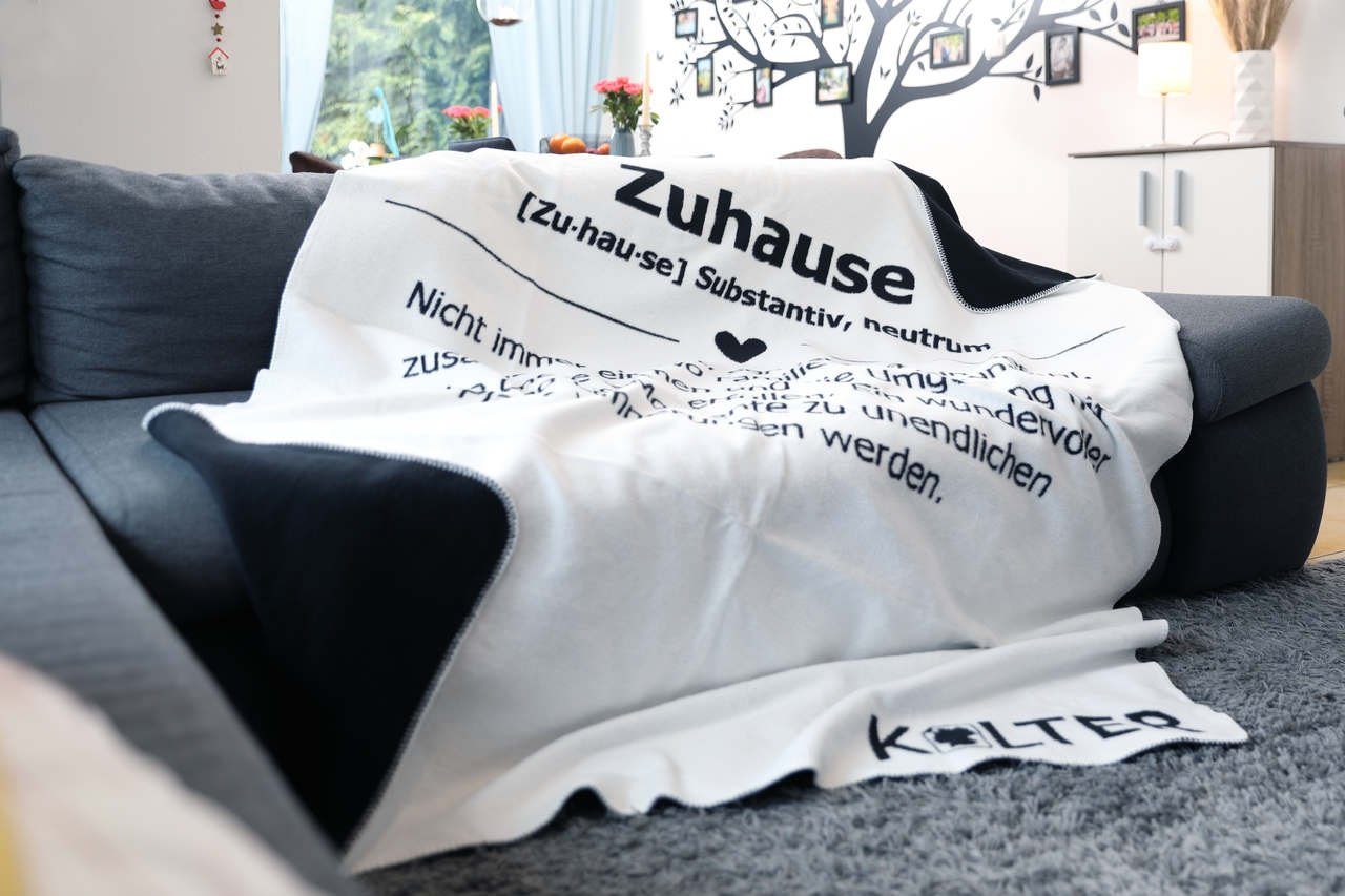 Wohndecke Kolter Zuhause: Schwarz-weiße aus 100 % Bio-Baumwolle *vegan*, KOLTER, Еко-товар, vegane Bio-Baumwolle, Made in Germany