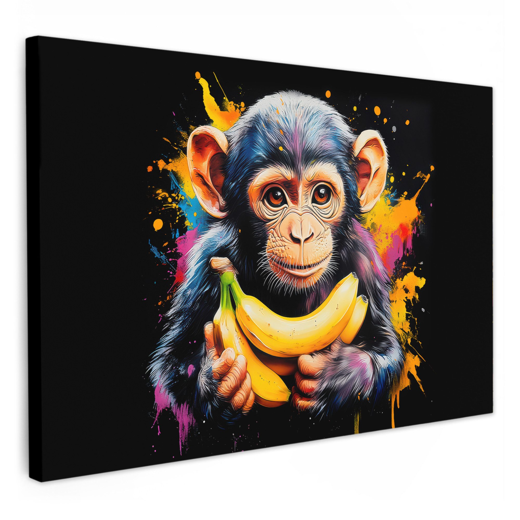 OneMillionCanvasses® Leinwandbild Affe - Graffiti - Farbenfroh - Bananen - günstig online kaufen