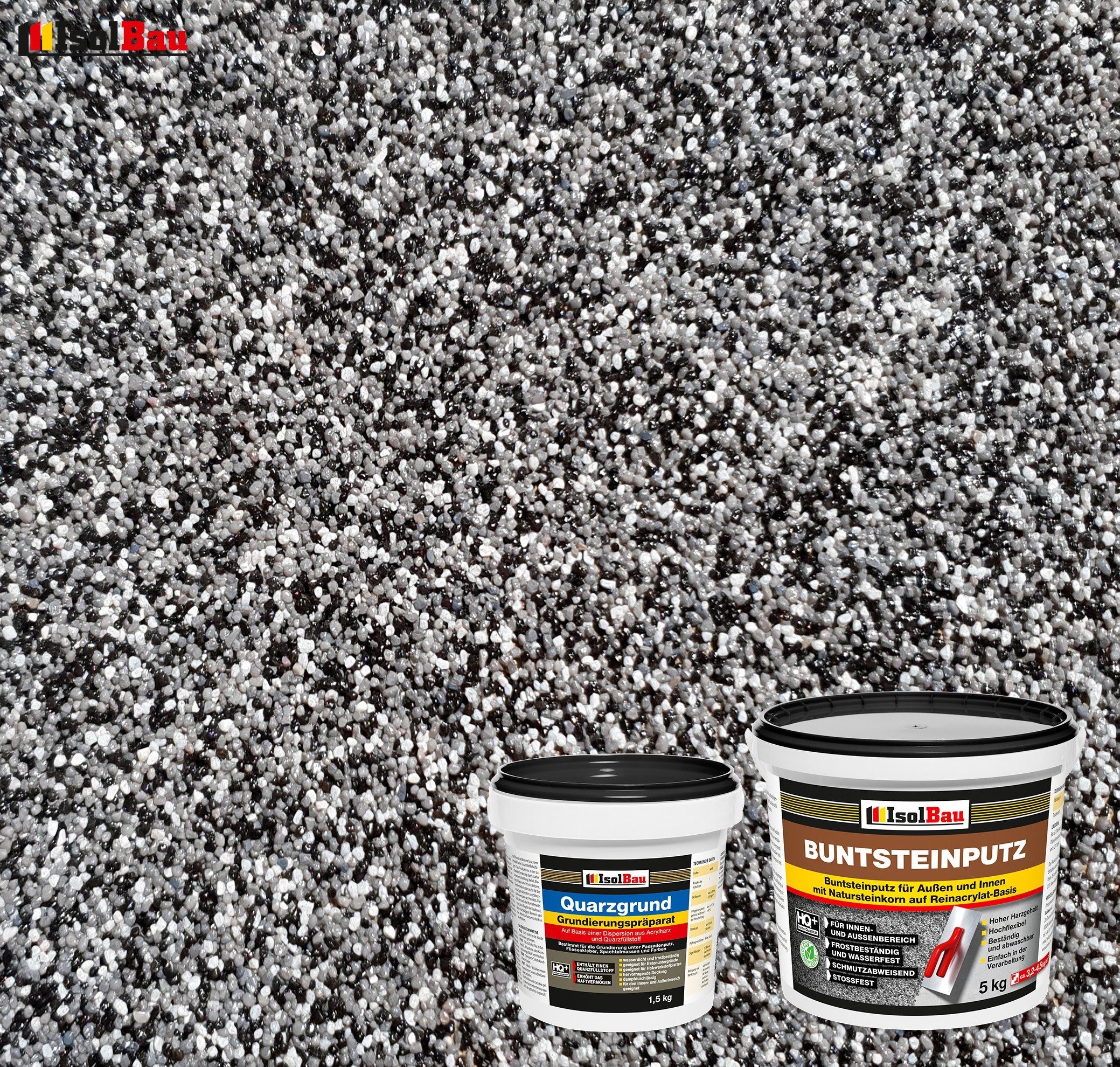 None Gipsputz Set Mosaikputz 5 kg Buntsteinputz BP 30 Fertigputz + Quarzgrund 1,5 kg Körnung 1,8 mm; Trocknung 12–48h; Verbrauch 3,2–4,5 kg/m²