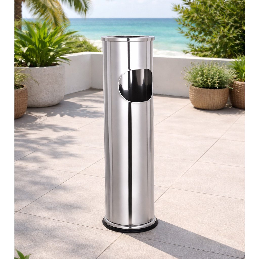 Mojawo Aschenbecher XL Standaschenbecher Windaschenbecher Mülleimer Outdoor Chrom – Bild 2 von 5