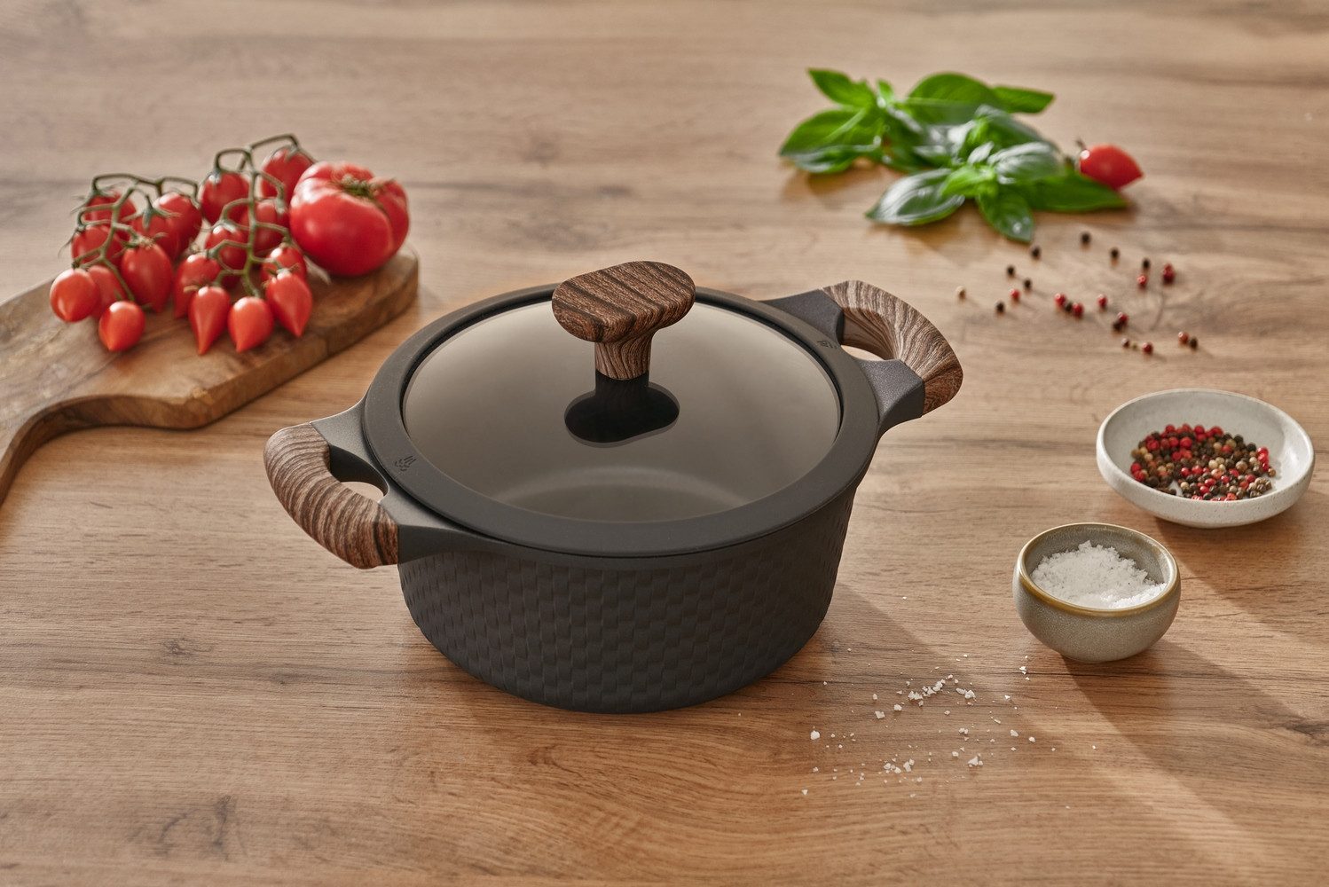 RESTO Kitchenware Bratentopf Ran, Kochtopf antihaftbeschichtet und spülmaschinenfest, Aluminiumguss (2-tlg), Geeignet für alle Herdarten, auch Induktion, im Geschenkkarton