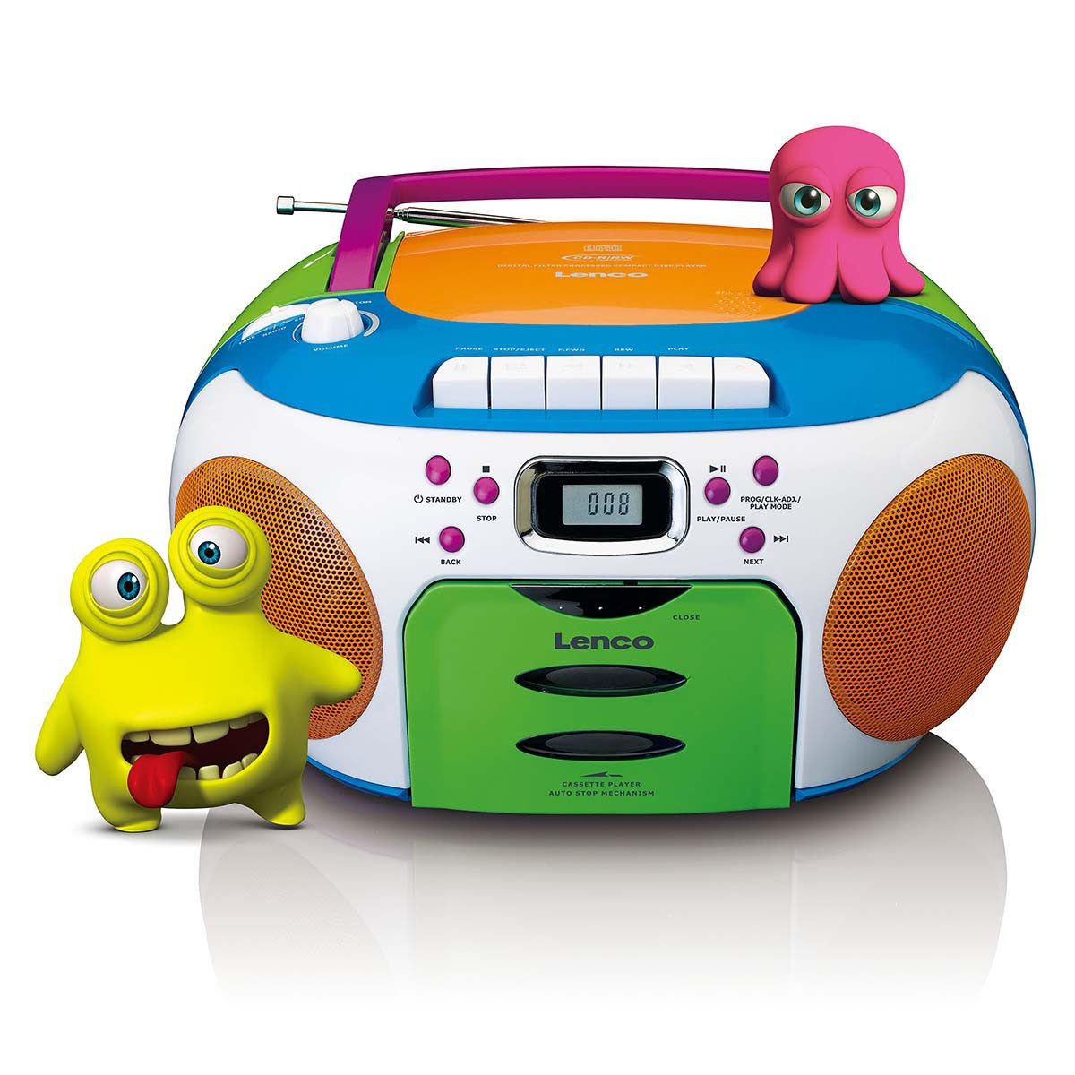 Lenco SCD-971 Radio (Tragbares Radio, 13 W, FM-Radio, CD/Kassette und 3,5mm Kopfhöreranschluss. Flexibler Betrieb)