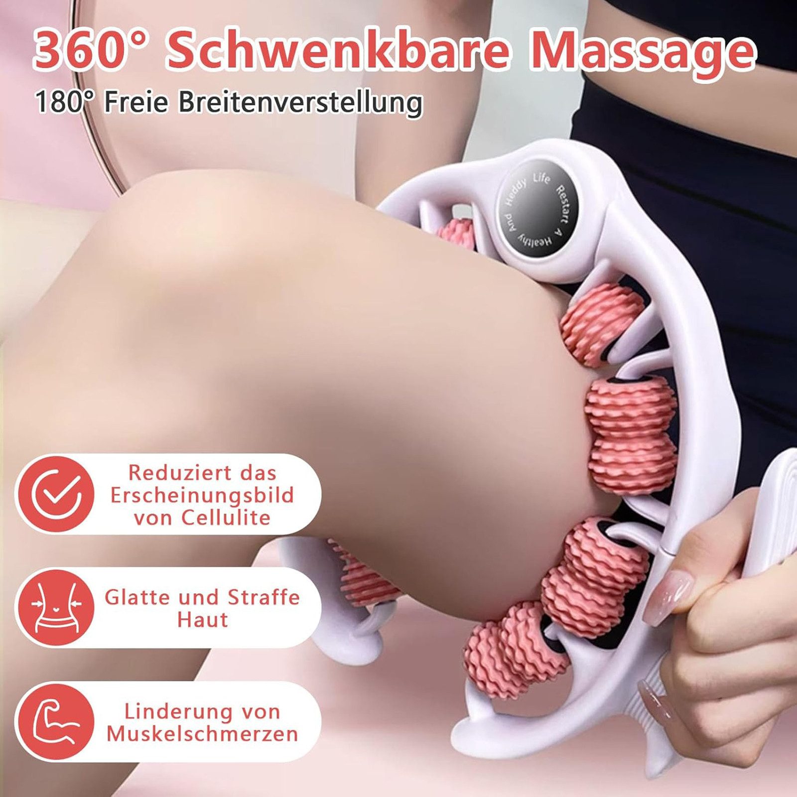 SURFOU Massagegerät Cellulite Massagegerät Linderung von Muskelbeschwerden und Schmerzen, 360° Abdeckung Massageroller für Beine, Oberschenkel, Gesäß, Armen – Bild 4 von 5