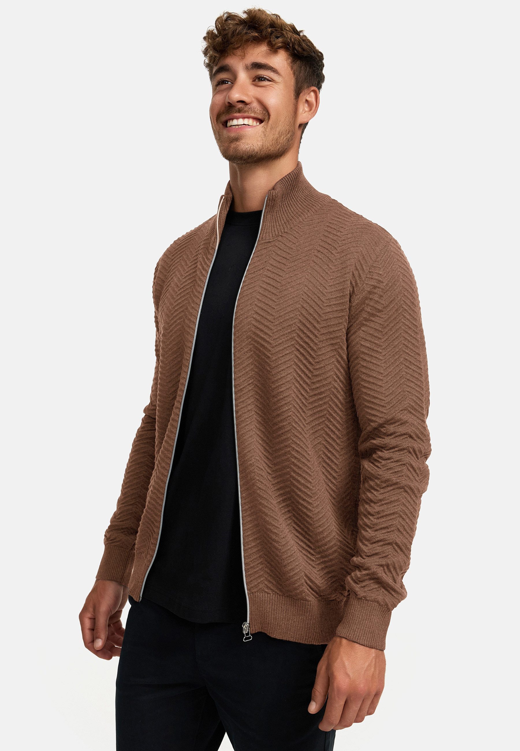 Kronstadt Strickjacke Herren KSCarlo Herrenstrickjacke Fein-Strickjacke mit Stehkragen