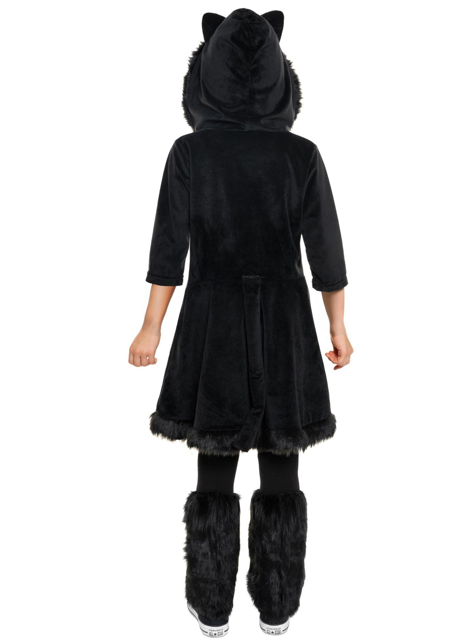 Maskworld Kostüm Katze Tierkostüm - Karneval Faschingskostüm Kinder, Süßes Katzenkleid mit flauschiger Kapuze für Mädchen