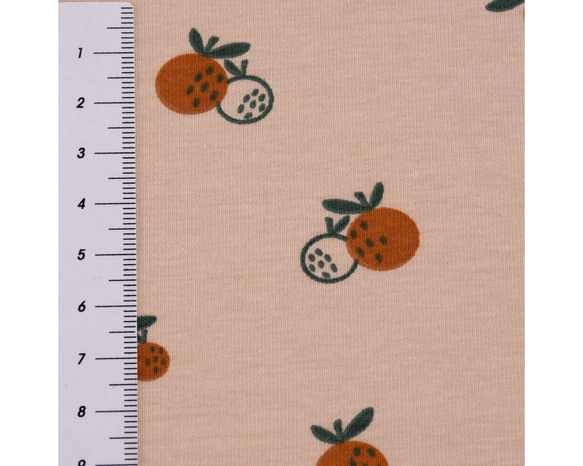 Thumbnail - SCHÖNER LEBEN. Stoff Bio Baumwolljersey Jerseystoff Organic Fruit Orangen powder rosa 1,50m, allergikergeeignet