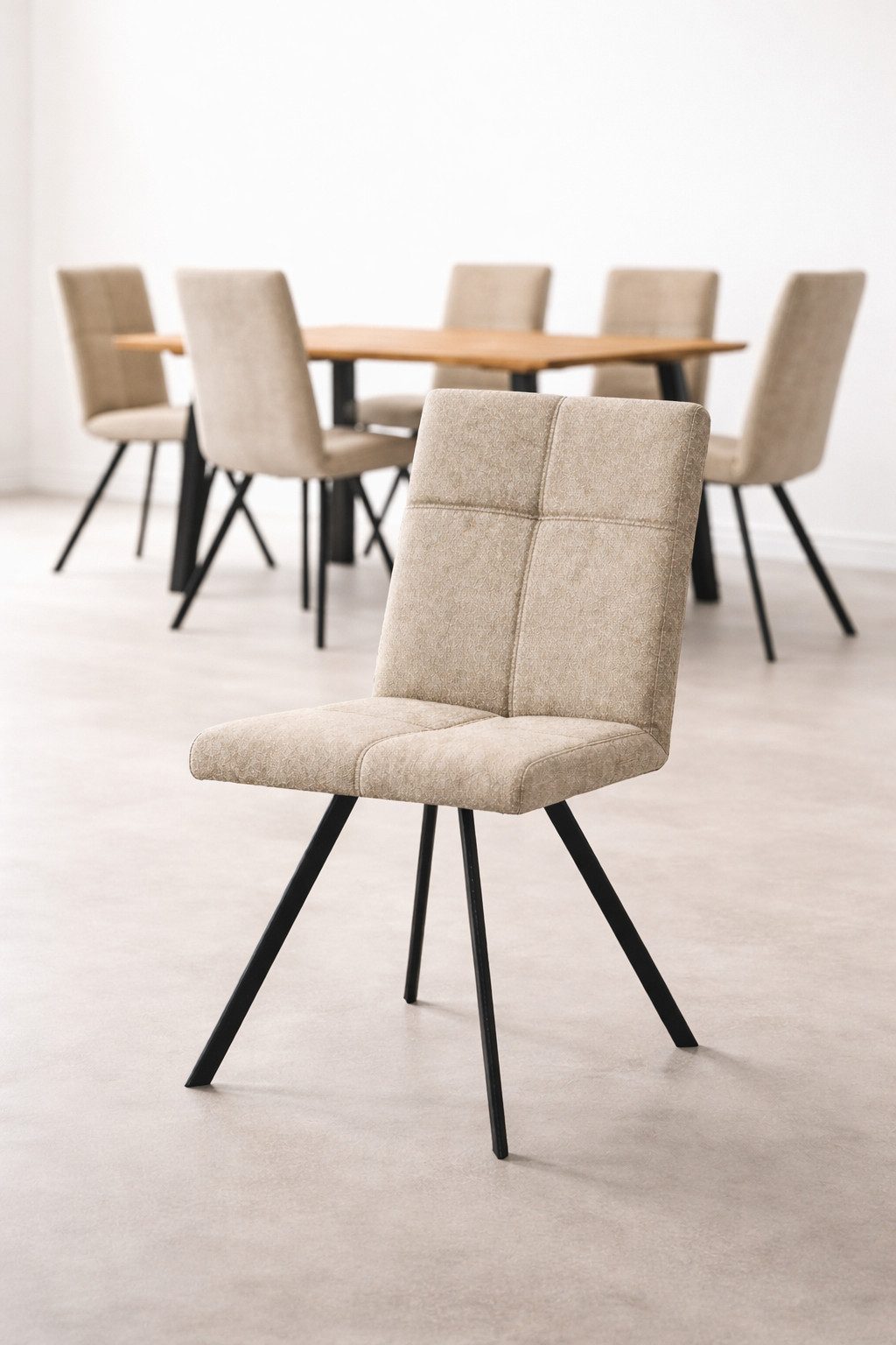 Home affaire Esszimmerstuhl Mia Essstuhl, Wohnstuhl, Polsterstuhl, 4-Fußstuhl (Set, 2 St), mit schwarz pulverbeschichteten Metallbeinen, gepolstert, modern