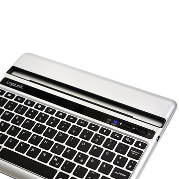 LogiLink ID0107 Bluetooth Tastatur iPad-Tastatur (kompatibel mit iPad® 2/the new iPad®, Aluminiumgehäuse, QWERTZ, silber)