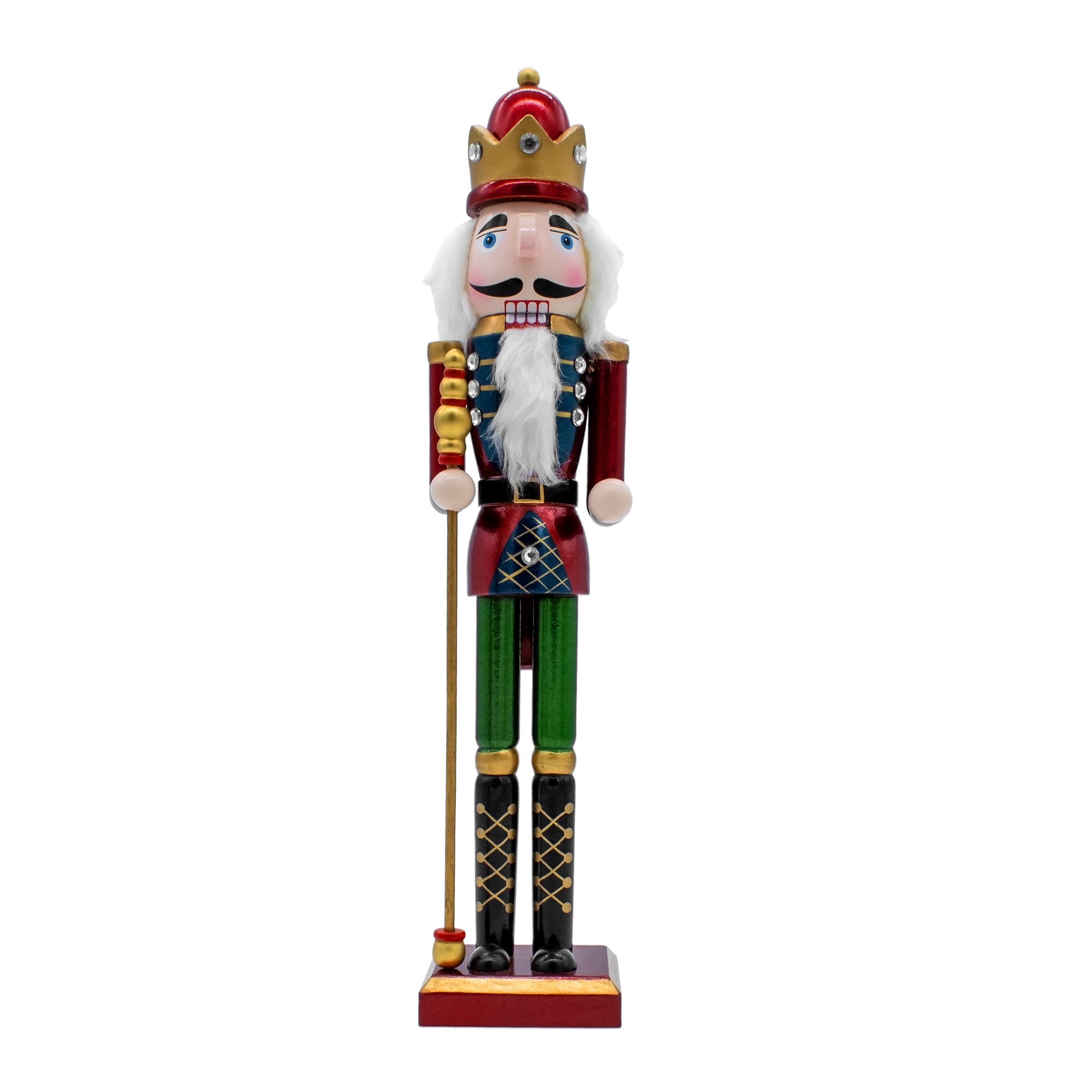 Spetebo Nussknacker Traditionelle Holz Figur, (38 cm Groß, 1-tlg., König Deko Figur), mit Hebel auf dem Rücken
