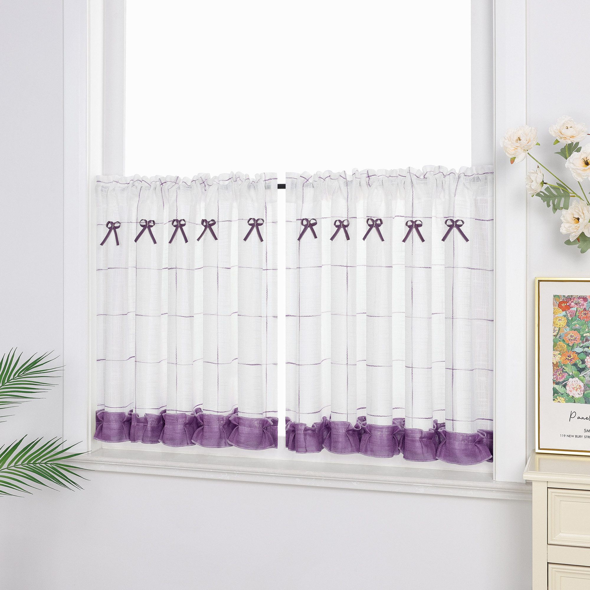 Delien Scheibengardine Gitter (1 St), Stangendurchzug, Pastorale Art mit Kl günstig online kaufen