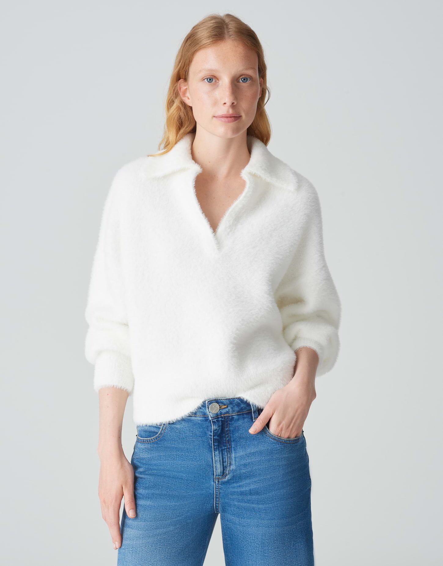 Strickpullover Pullover POSSON Loose mit flauschiger Textur