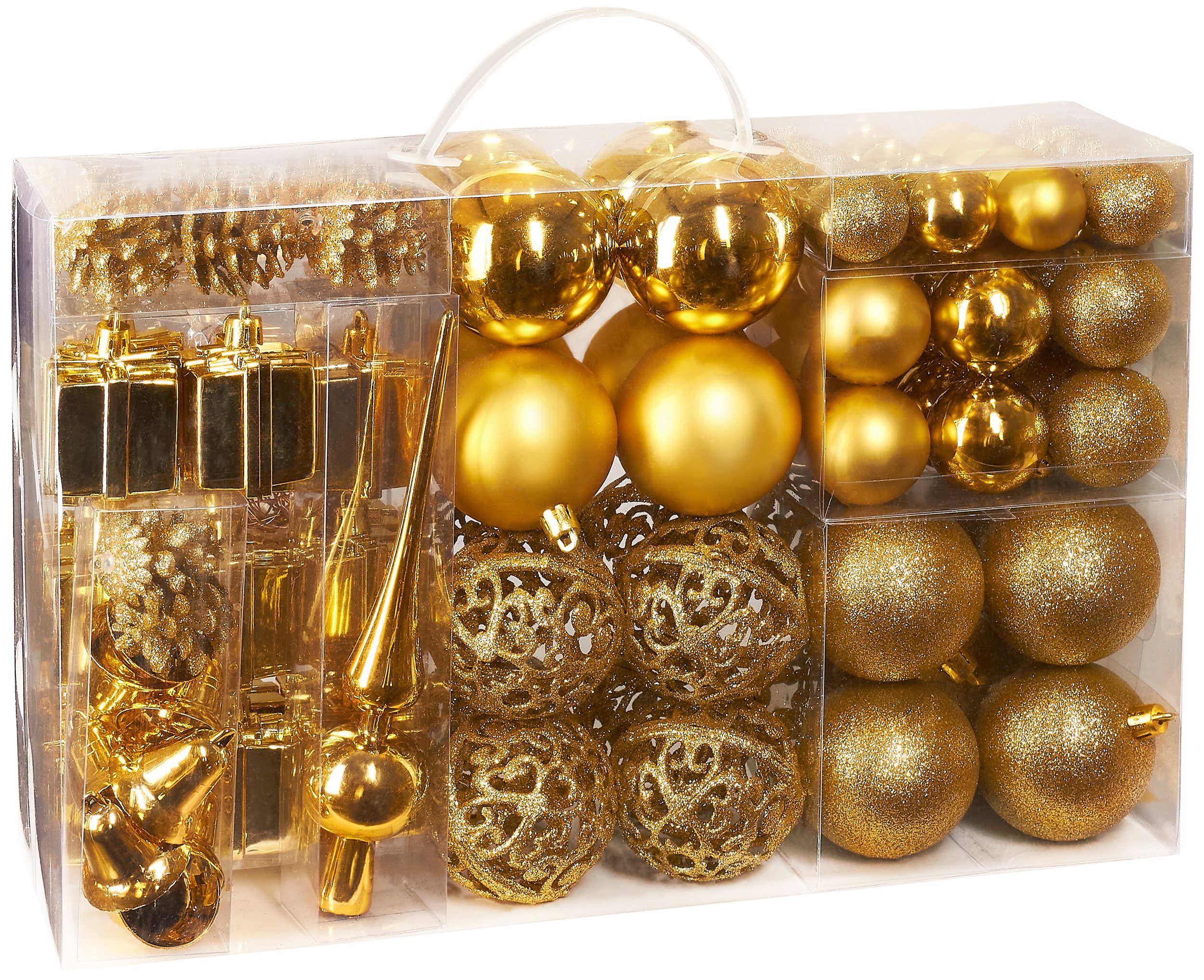 Weihnachtsbaumkugel 101-teiliges Weihnachtskugel-Set mit Baumspitze