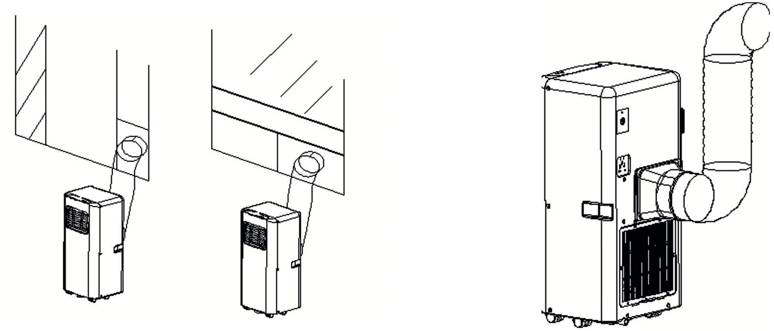 Sonnenkönig Fresco 90 air conditioner, cooling capacity 9000 Btu/h, up to approx. 30m², energy class A, direct drain, 2 fan speeds, incl. 1.5m exhaust hose
