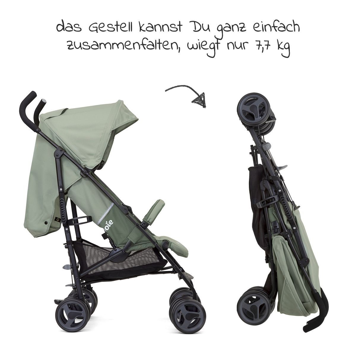 Joie Kinder-Buggy Nitro LX - Laurel, Sportwagen Reisebuggy mit Liegefunktion nur 7,7 kg