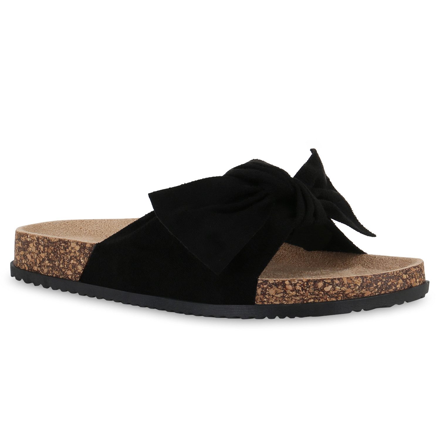 VAN HILL 21590537 TH S67[TH] Damen Sandalen Black 37 Pantolette Damen Pantoletten Sandalen Bequeme Schleifen Korkoptik
