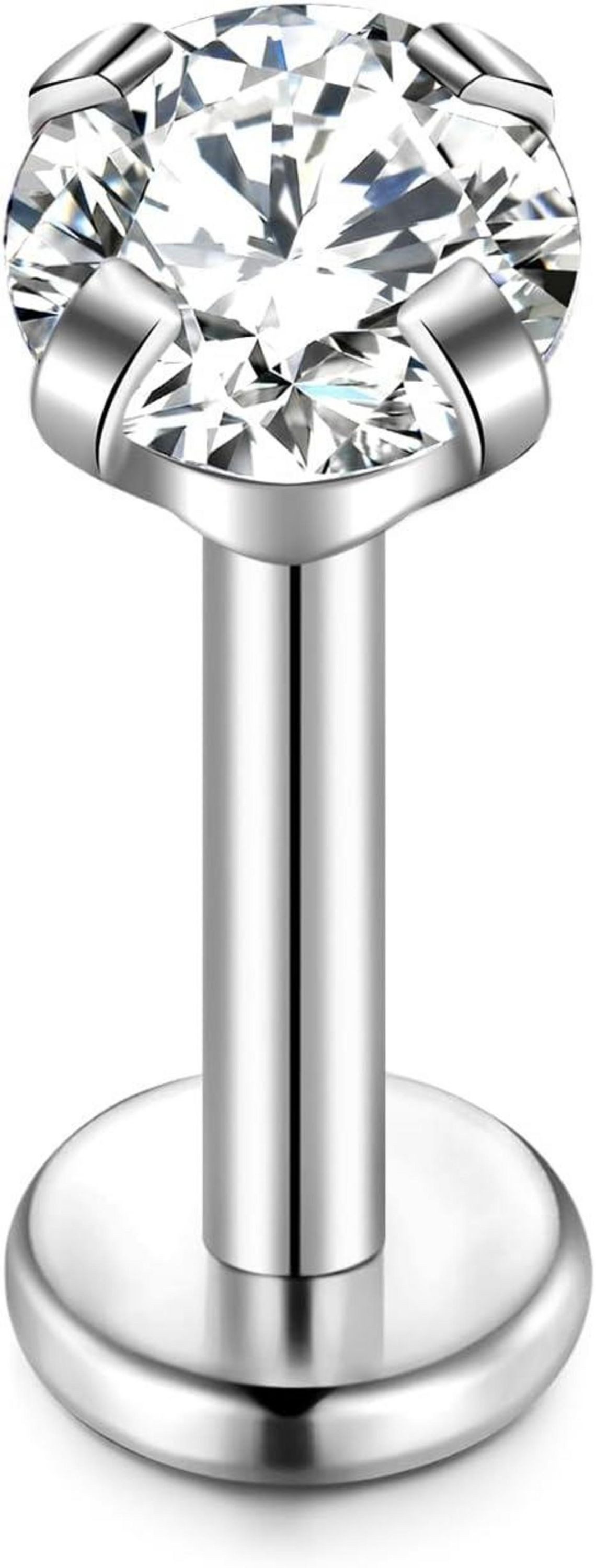 Nasenpiercing 925 Silber Lippenpiercing Labret Tragus Nasenschraube 16G 6-12mm CZ