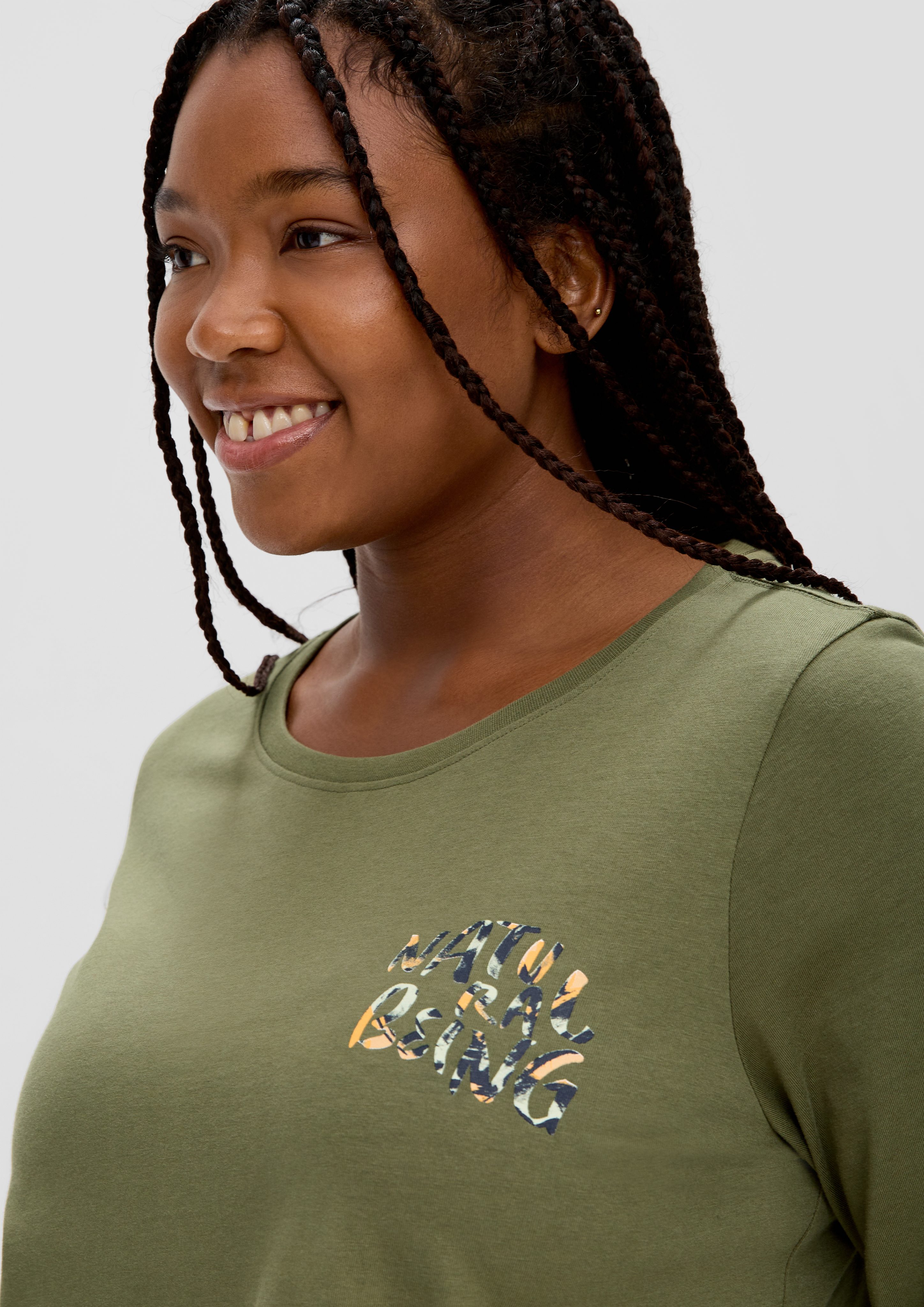 TRIANGLE 3/4-Arm-Shirt Longsleeve mit Flockprint-Detail günstig online kaufen