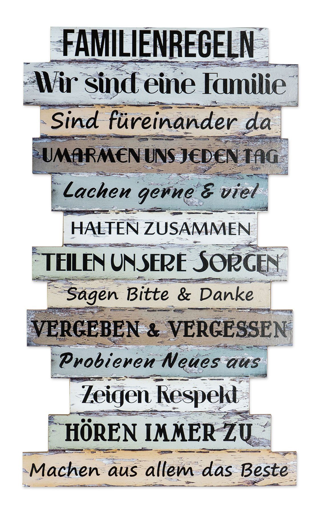 Levandeo® Holzbild, Wandbild 56 x 33 cm Familienregeln Holzschild Shabby Ch günstig online kaufen