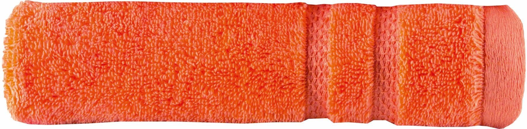 saugfähig, extrem Micro Walkfrottee Touch, (1-St), reine Egeria Baumwolle orange Programm Streifenbordüre, Badetuch mit Uni