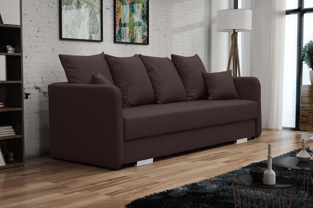 Siblo 3-Sitzer Klassisches Dreisitzer Sofa Silvana mit Schlaffunktion Braun