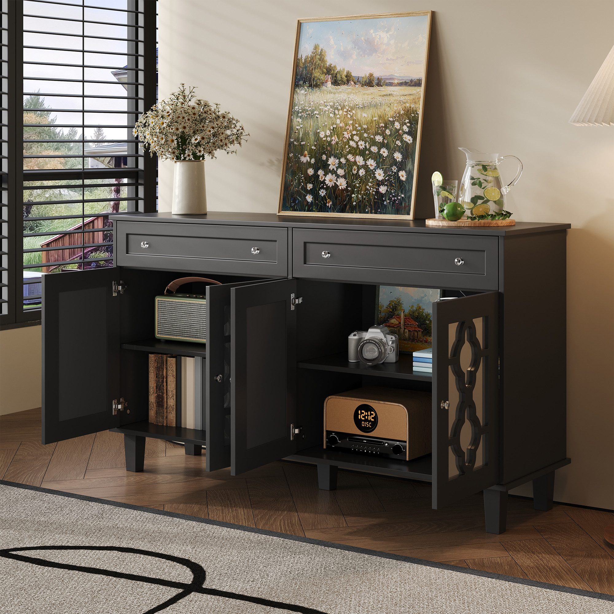 Merax Sideboard mit 4 Spiegeltüren und günstig online kaufen