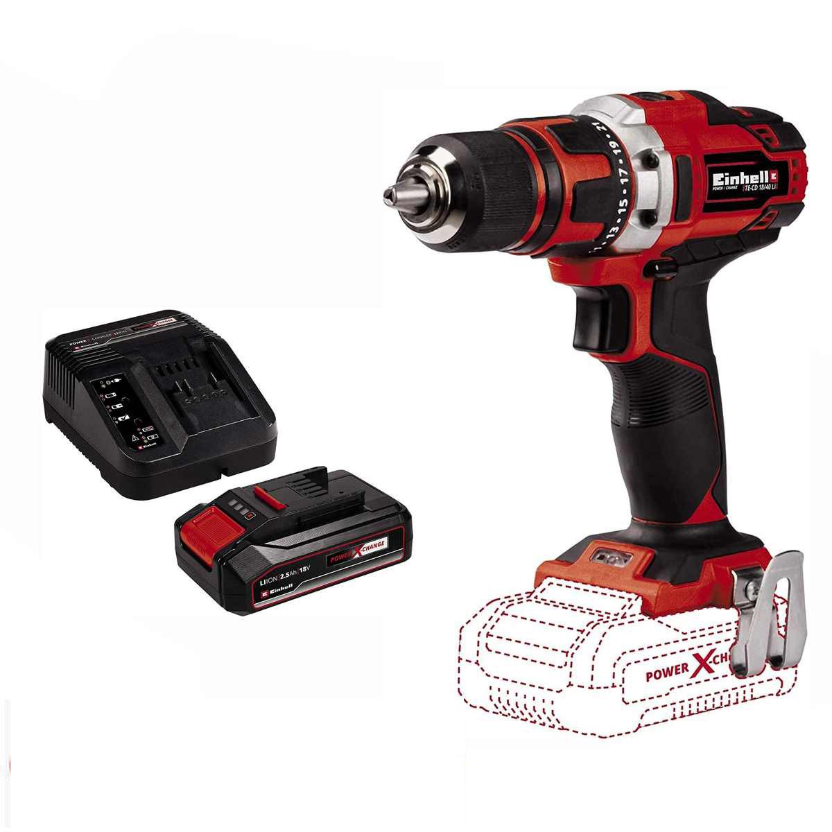 Einhell Akku-Bohrschrauber Bohrschrauber TE-CD 18/40 Li- 18 V, 40 Nm mit Ak günstig online kaufen