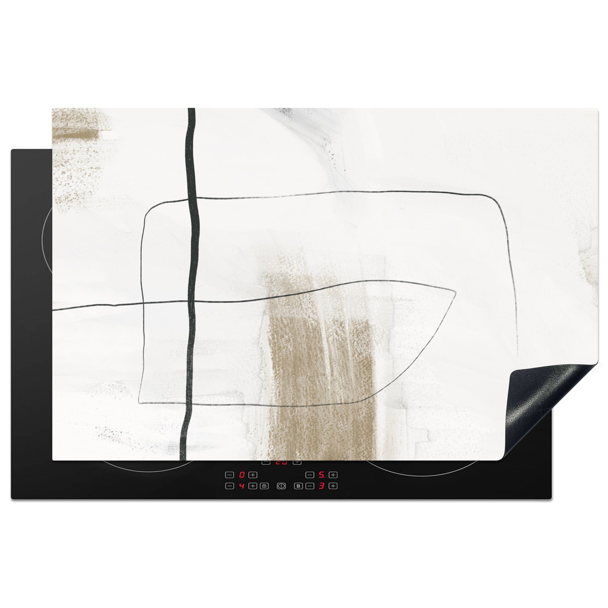 MuchoWow Herdblende-/Abdeckplatte Ceranfeldabdeckung (1 Weiß, Schwarz tlg), - küche, - 81x52 für Induktionskochfeld Schutz Farbe die Vinyl, cm