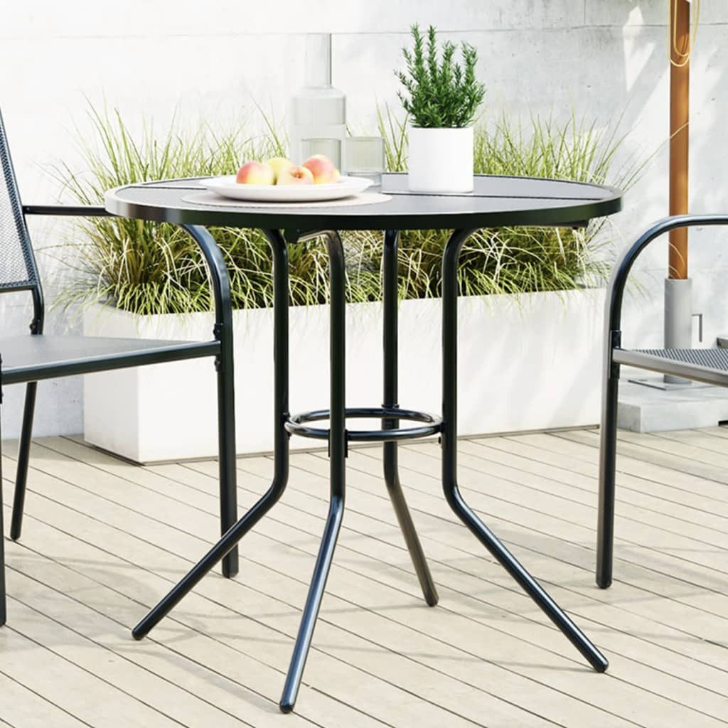 vidaXL Gartentisch Terrassentisch Rund Anthrazit Pulverbeschichteter Stahl (1-St)