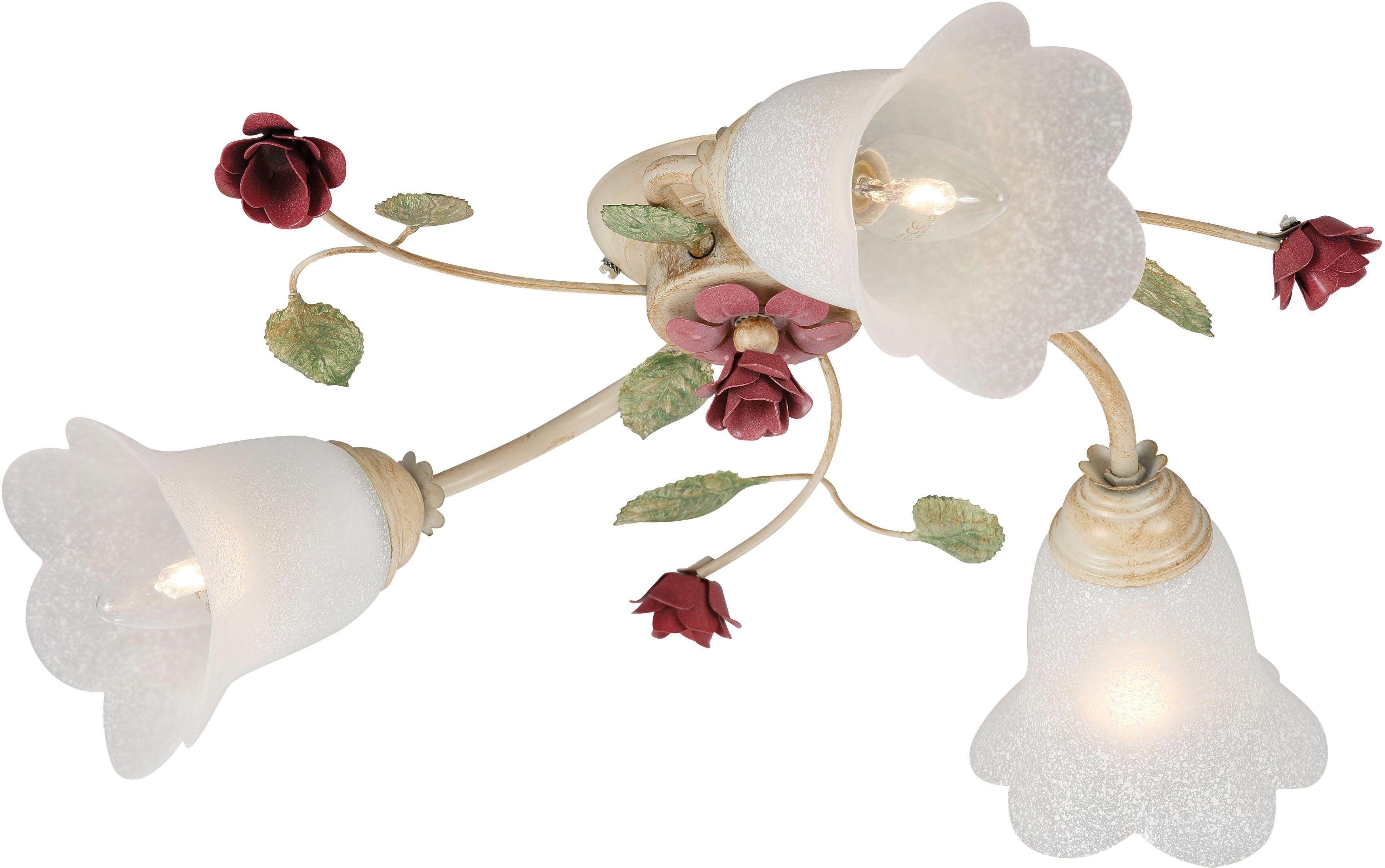 ohne und Deckenlampe, ROSA, mit Design Rosenblüten Deckenleuchte Leuchtmittel, Blättern affaire Home Florales