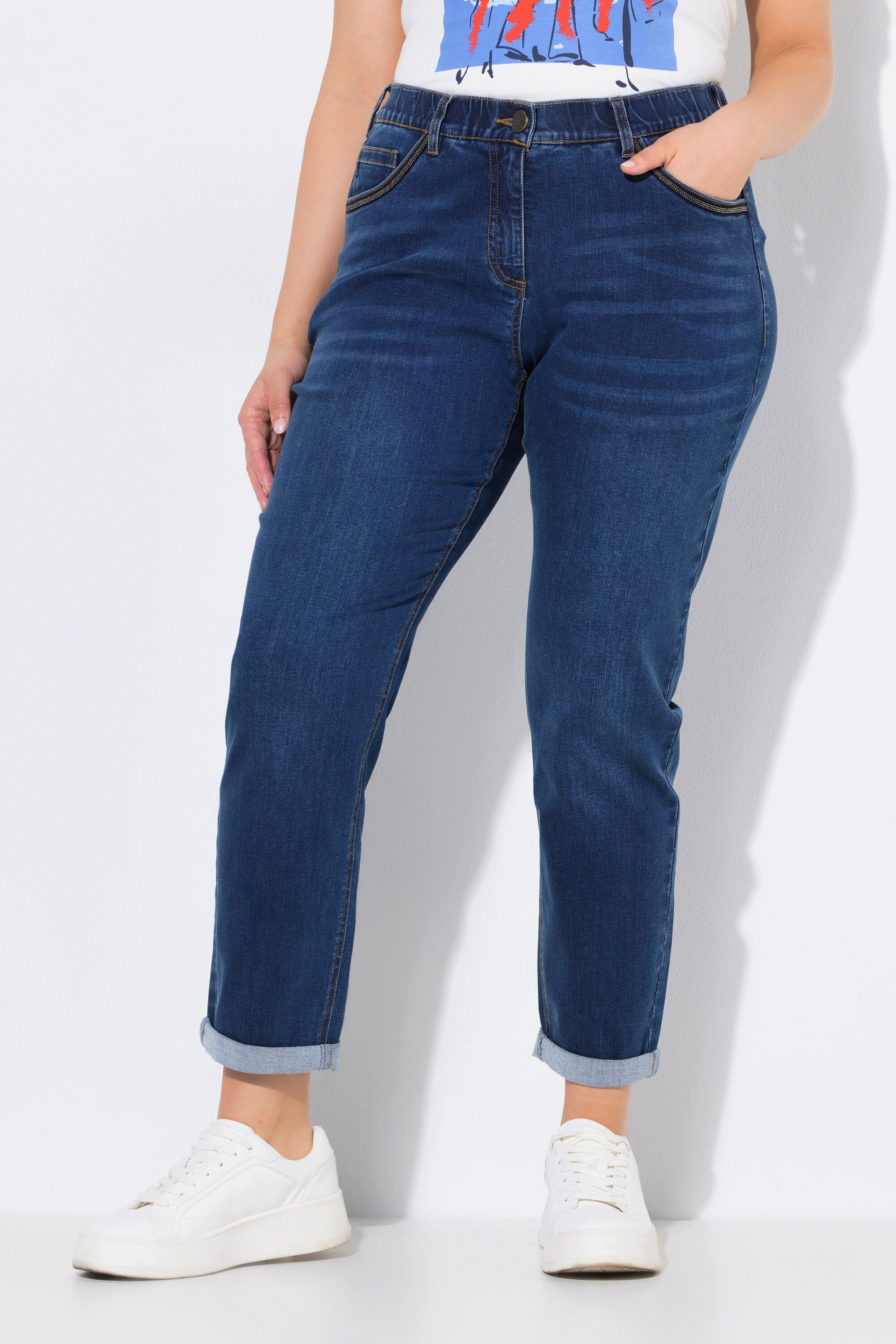 Ulla Popken Regular-fit-Jeans Boyfriend-Jeans weites Bein 5-Pocket-Hose rec günstig online kaufen