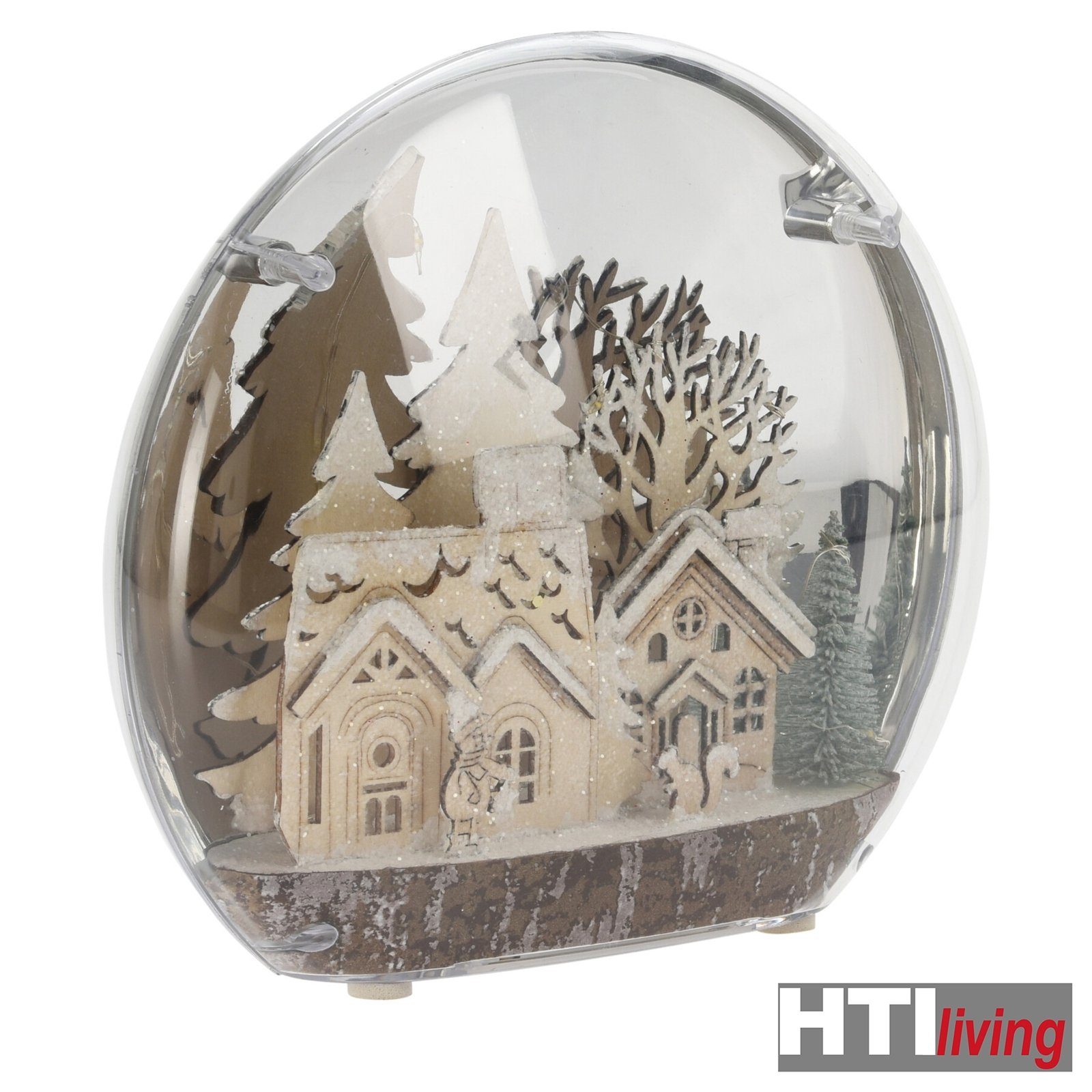 Weihnachtsfigur Schneemann/Eichhörnchen HTI-Living LED Weihnachtsdeko Kuppel,