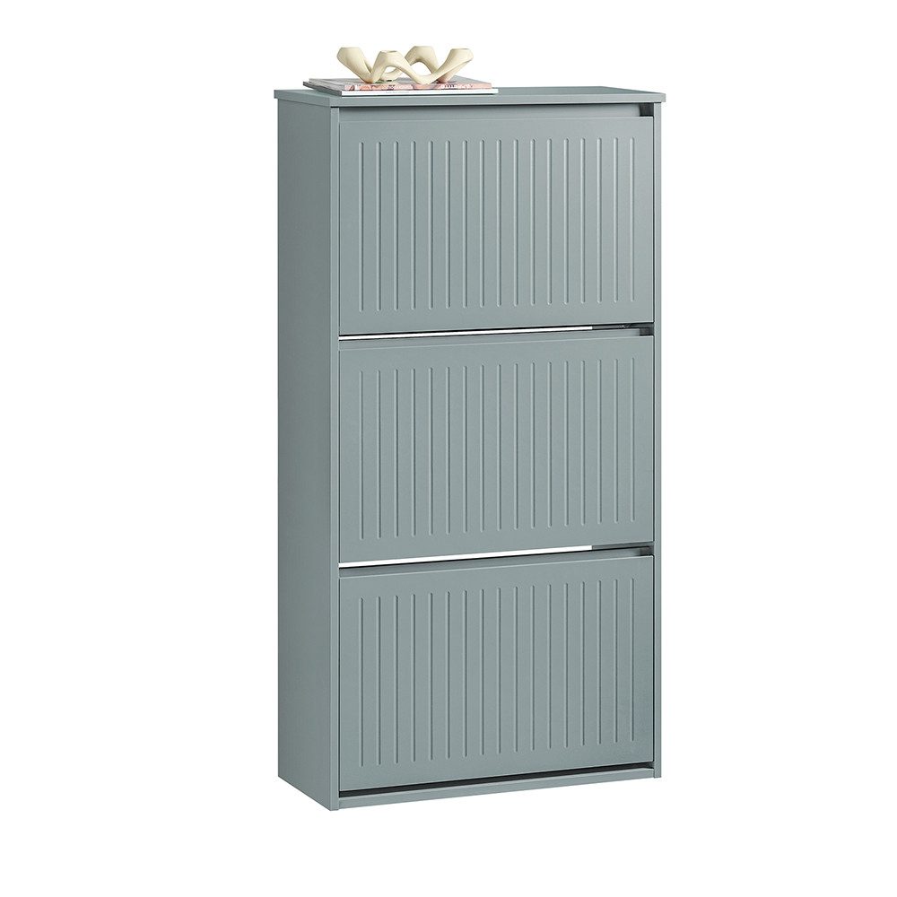 SoBuy Schuhkipper FSR165, mit 1/2/3 Klappen, mit variabel verstellbaren Einlegeböden, Schuhablage Schuhschrank schmal Schuhregal Schuhkommode