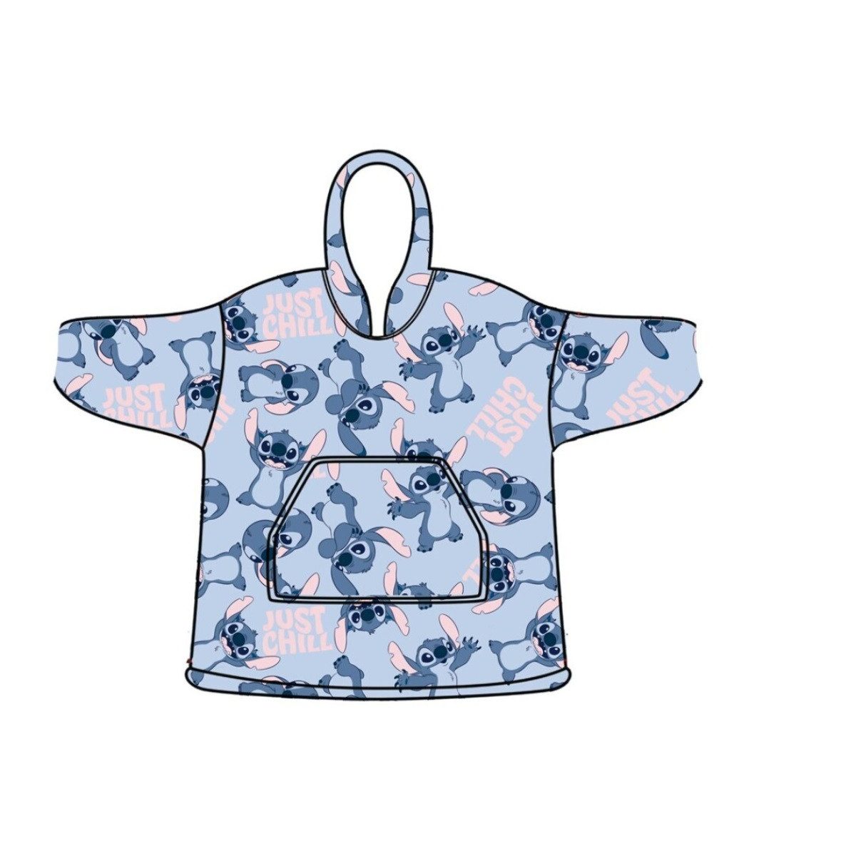 Aymax sprl Fleeceponcho Disney Stitch Sweat Poncho Kinder 7-14 Jahre Kapuzenponcho