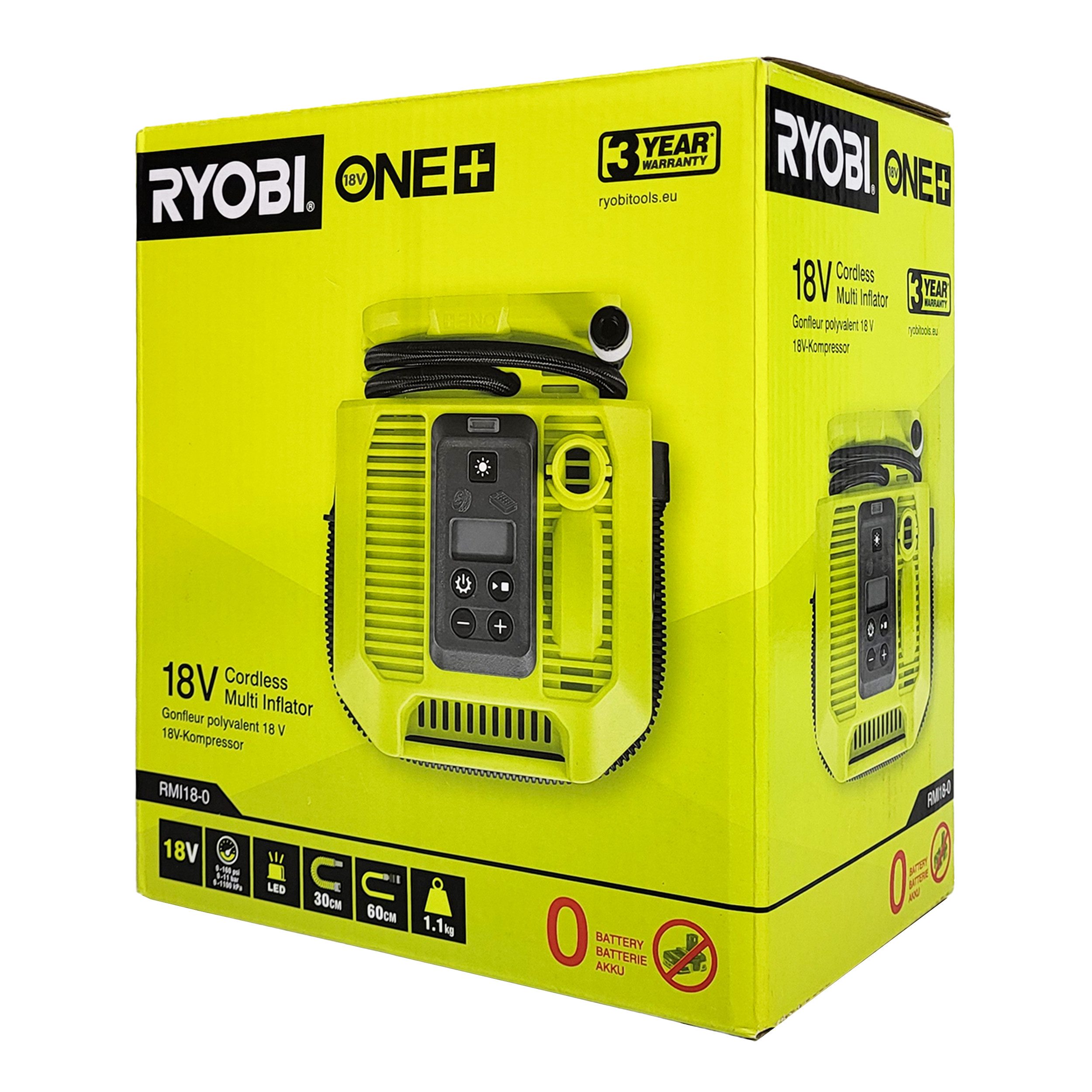 RYOBI Montagewerkzeug Ryobi RMI18-0 – 18V ONE+ Akku-Kompressor & Pumpe (ohne Akku), (1-tlg)