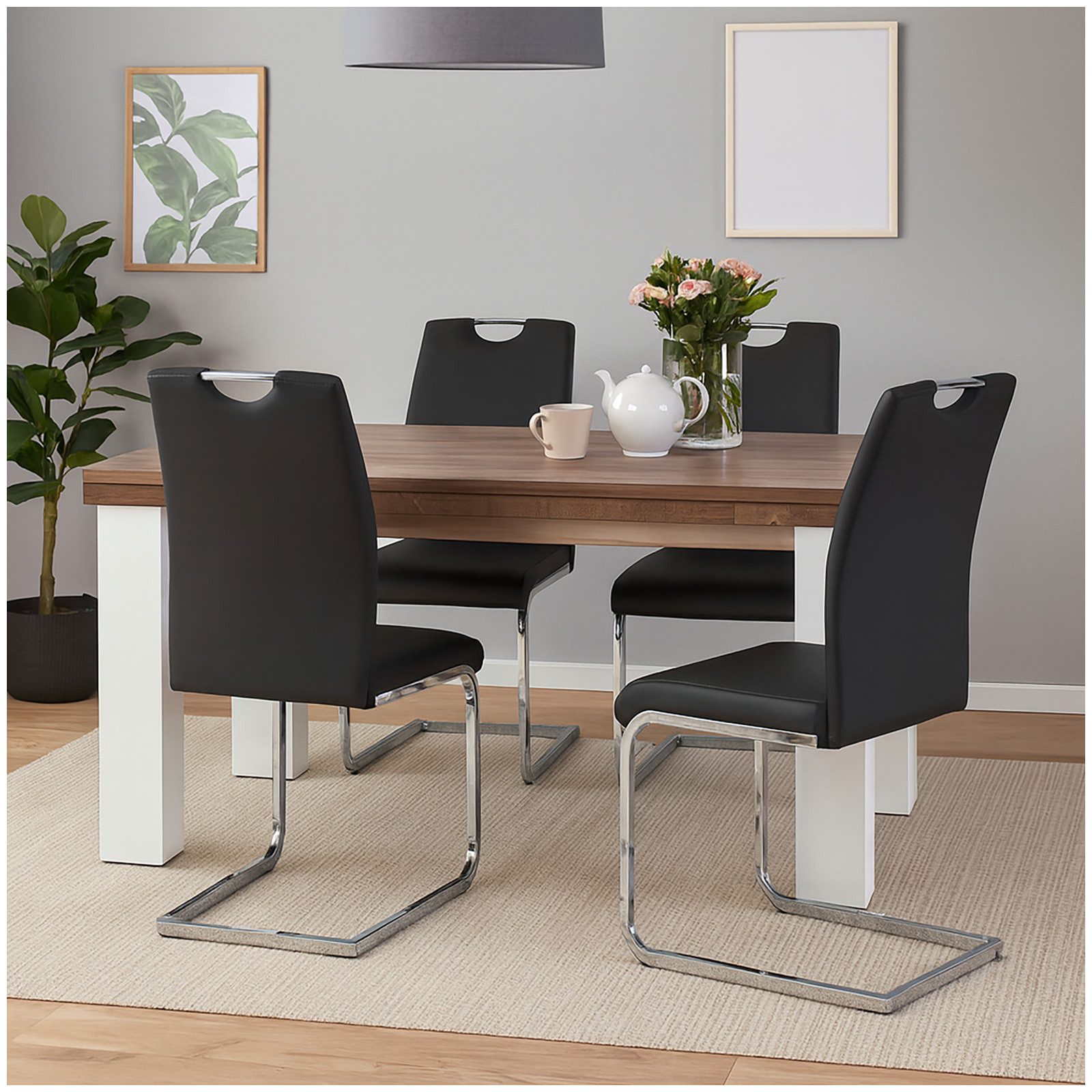 HTI-Line Freischwinger Schwingstuhl 4er-Set Nelly Schwarz (Set, 4 St), Frei günstig online kaufen