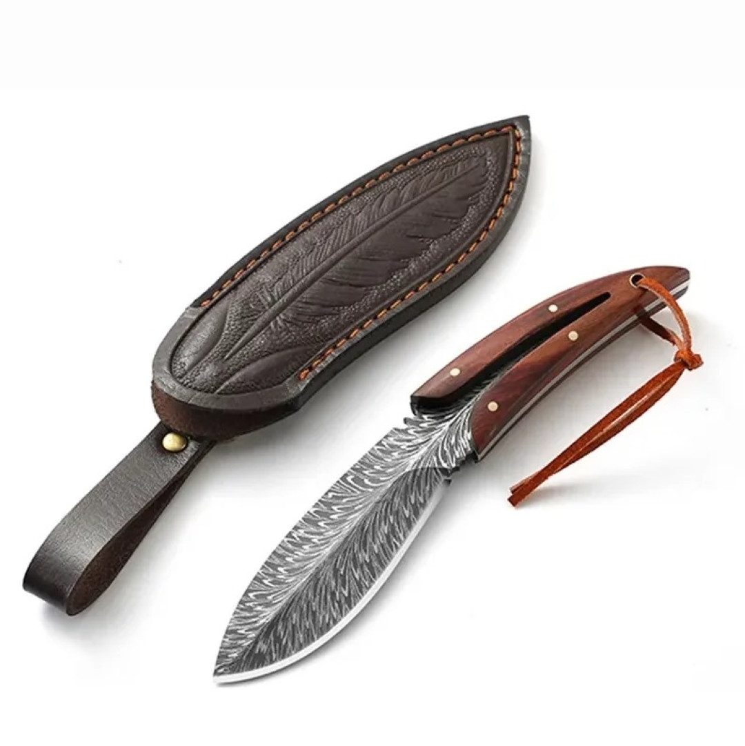 Foxter Universalmesser Jagdmesser Tasche – Edelstahl Klinge mit Holzgriff & Holster, (Jagdmesser Set: Camping, Outdoor, hochwertiger Edelstahl., Taktisches Jagdmesser Set: Finka, robuste Klinge, ergonomischer Griff), Robustes Jagdmesser für Outdoor-Abenteuer mit Edelstahlklinge