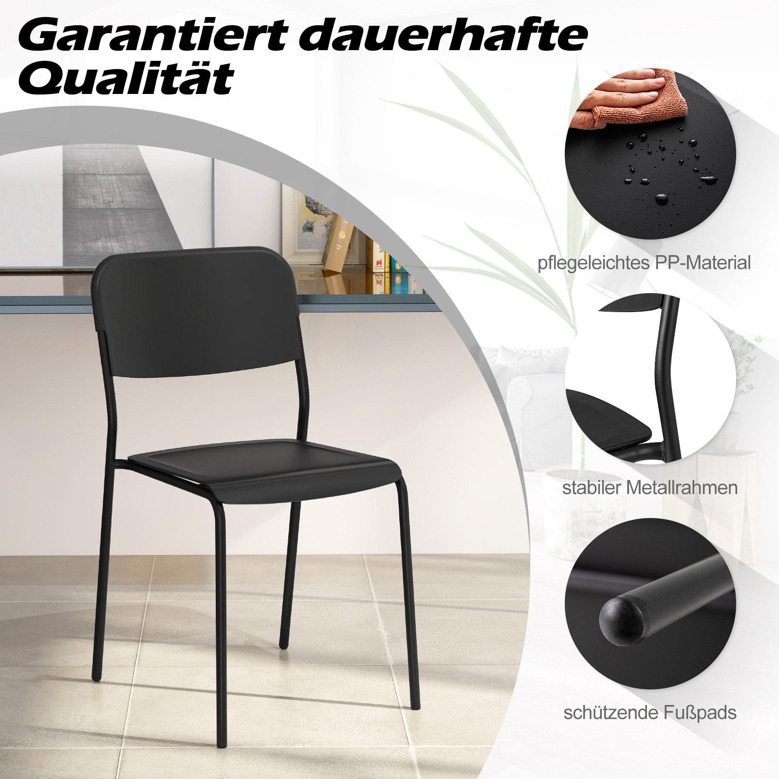 KOMFOTTEU Esszimmerstuhl (4 St), stapelbare Küchenstühle, günstig online kaufen